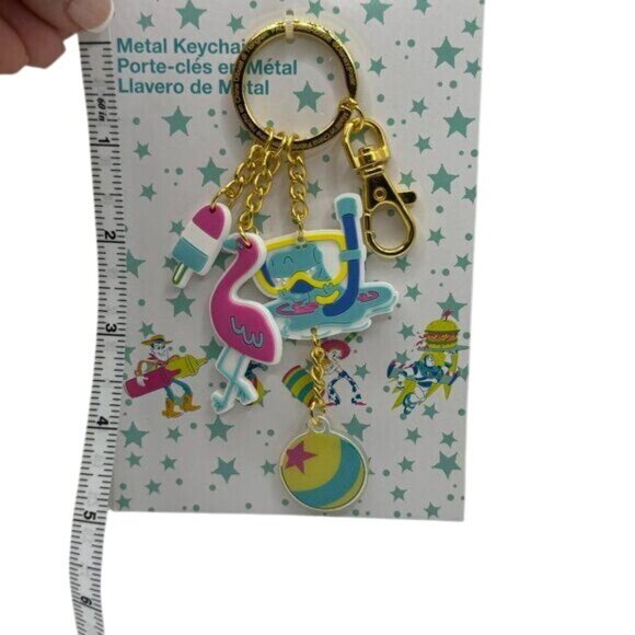 NWT Disney's Toy Story Summer Vibes Rex Flamingo Bag Charm Keychain Key Fob - Picture 4 of 4